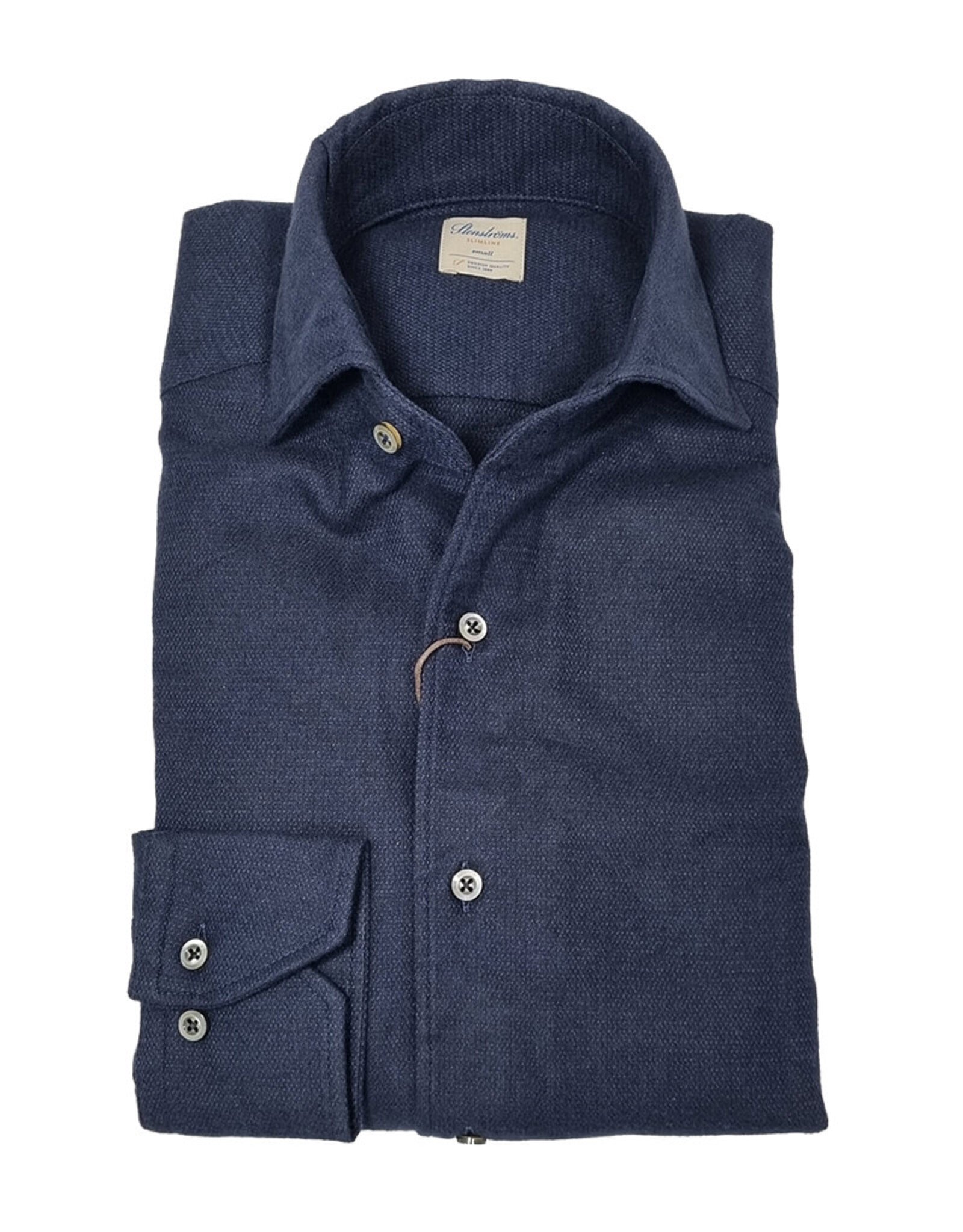 Stenströms Stenströms shirt flannel navy Fitted body 612501-8420/180