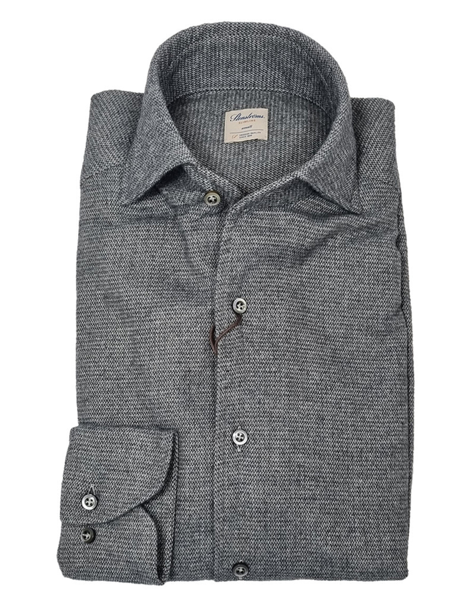 Stenströms Stenströms shirt flannel gray Fitted body 612501-8420/380