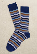 Marcoliani Marcoliani socks cotton rainbow stripe navy-brown  3976T