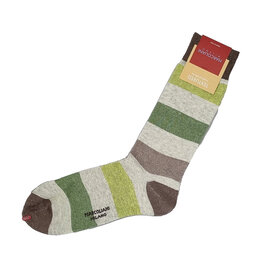 Marcoliani Marcoliani socks cotton olive beige Cruise stripe