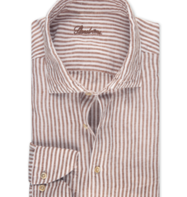 Stenströms Stenströms shirt linen dark orange striped Fitted body