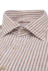 Stenströms Stenströms shirt linen dark orange striped Slimline 774721-8787/782