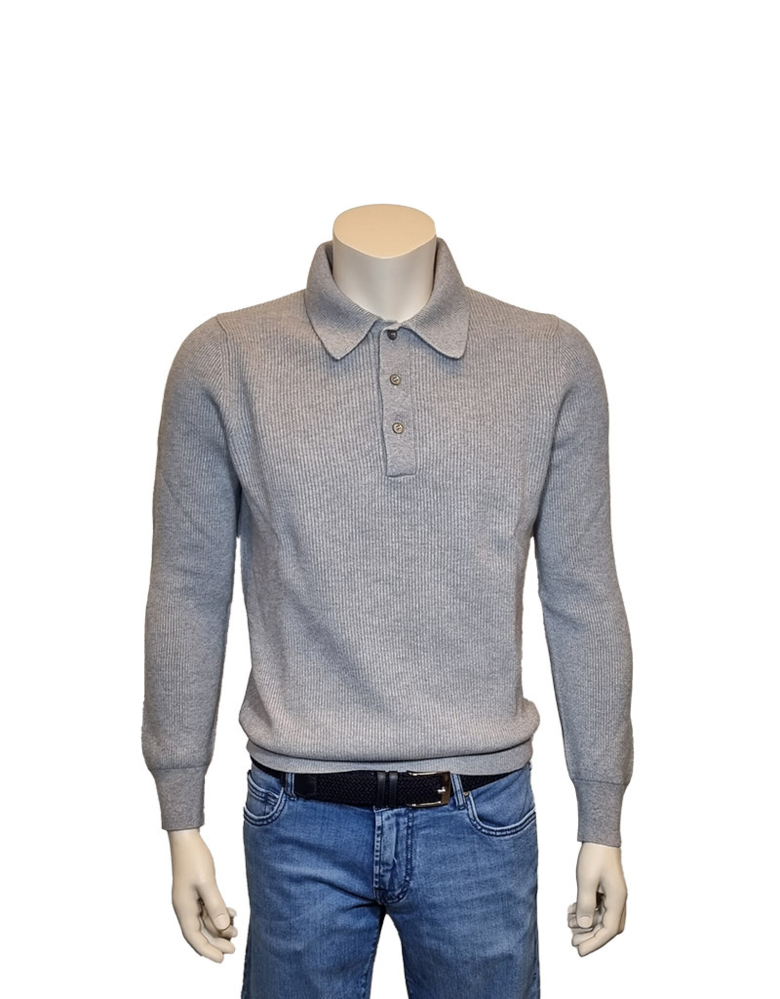 Gran Sasso Sandmore's polo long sleeves fisherman's rib grey 19679/061 M:57161