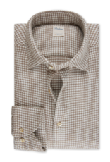 Stenströms Stenströms shirt flannel beige houndstooth Fitted body  612771-8862/213