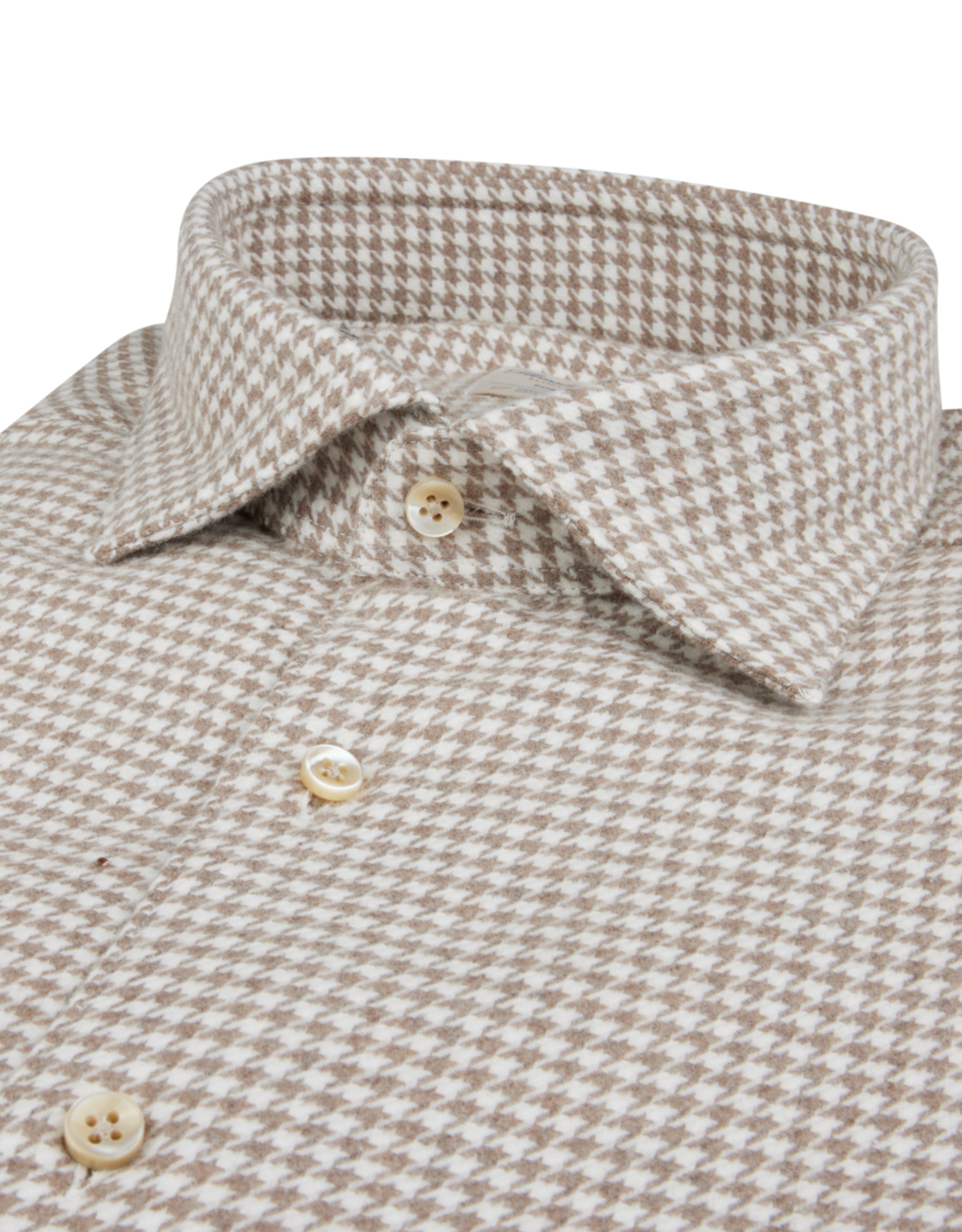 Stenströms Stenströms shirt flannel beige houndstooth Fitted body  612771-8862/213