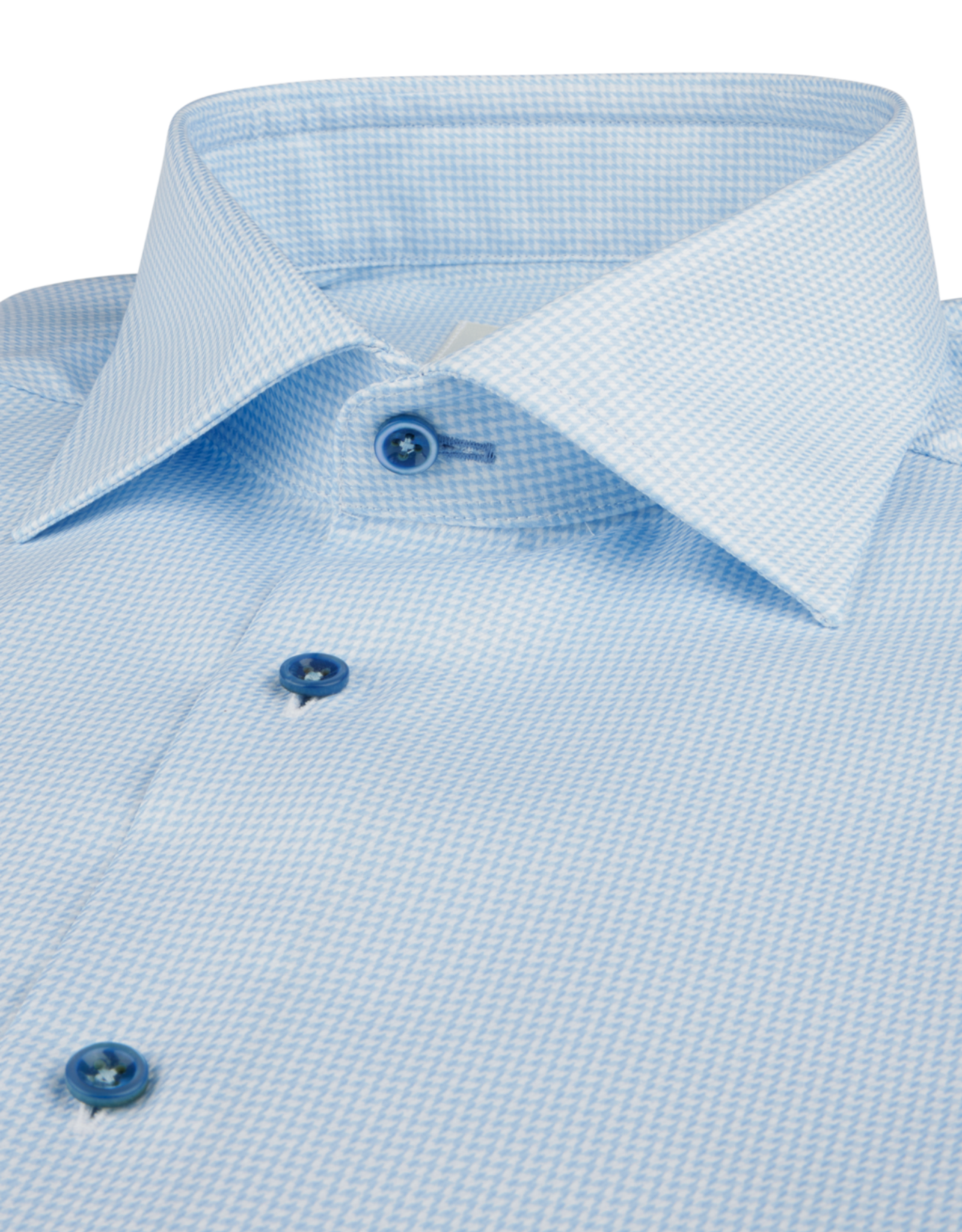 Stenströms Stenströms shirt light blue houndstooth Fitted body  616751-1950/100