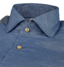 Stenströms Stenströms hemd blauw katoen-linnen Fitted body