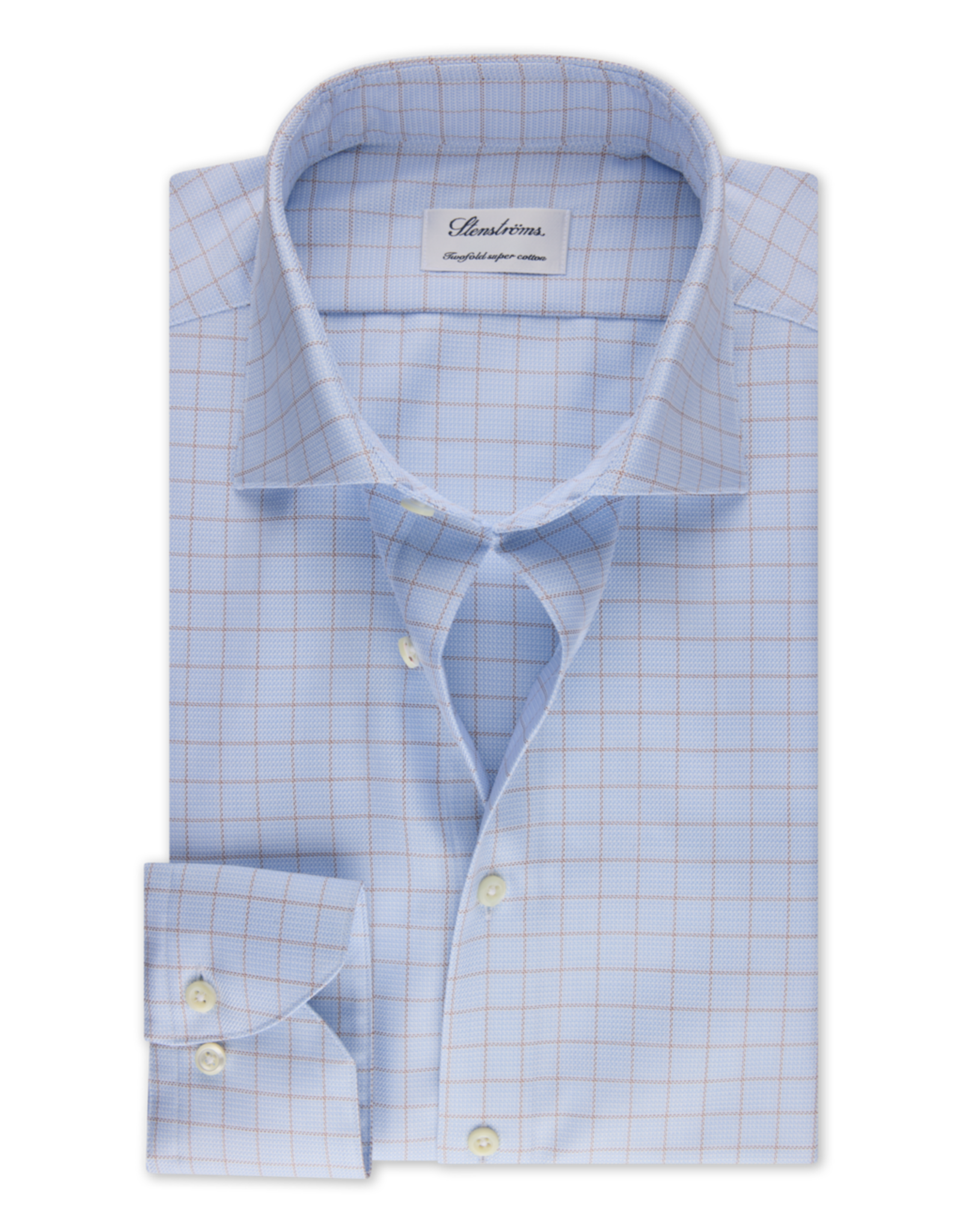 Stenströms Stenströms hemd light blue check Fitted body 602711-8920/273