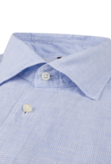 Stenströms Stenströms shirt blue houndstooth linen Fitted body 675721-8994/103
