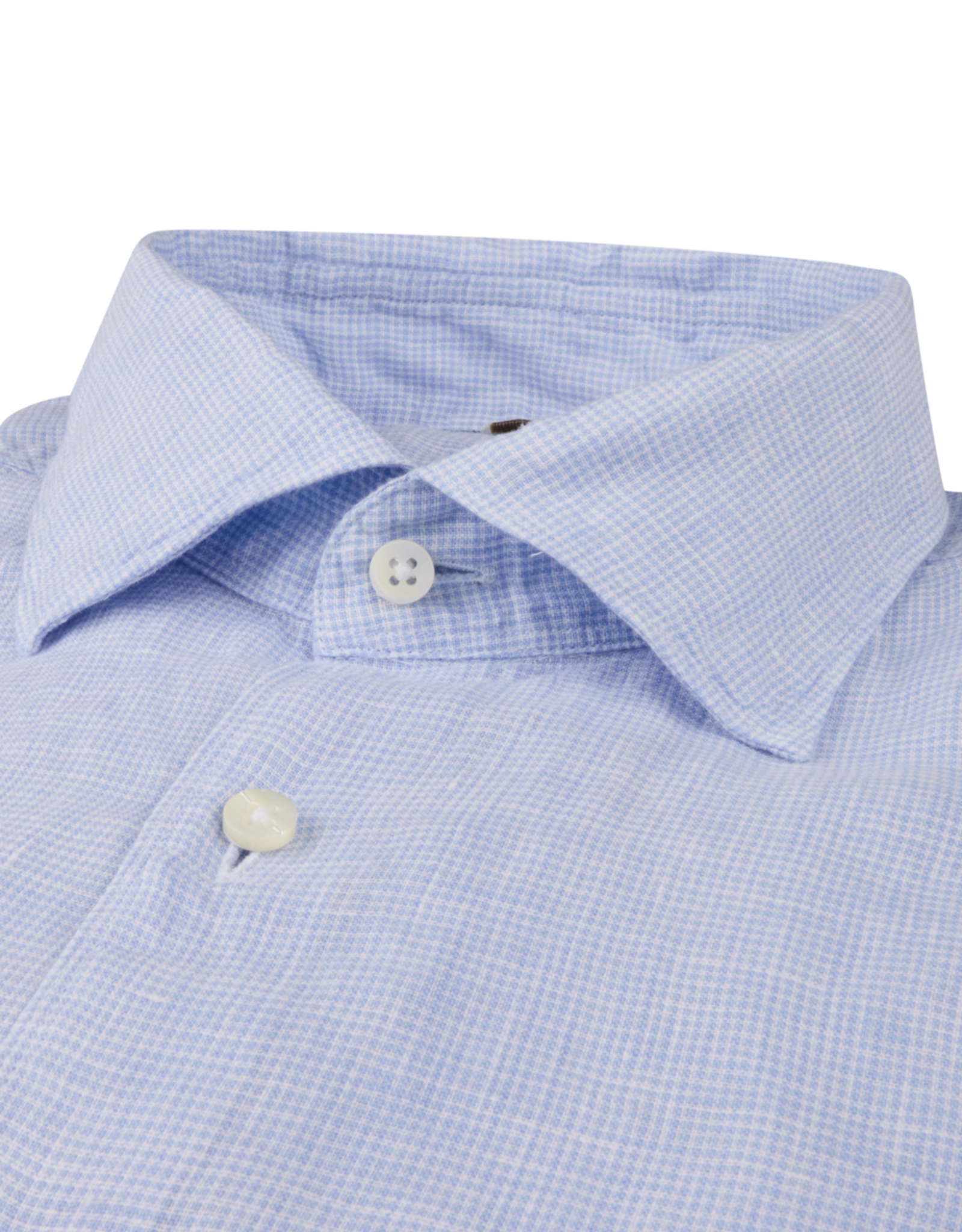 Stenströms Stenströms shirt blue houndstooth linen Fitted body 675721-8994/103