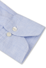 Stenströms Stenströms shirt blue houndstooth linen Fitted body 675721-8994/103