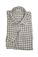 Stenströms Stenströms shirt linen grey check Slimline 774721-8788/323