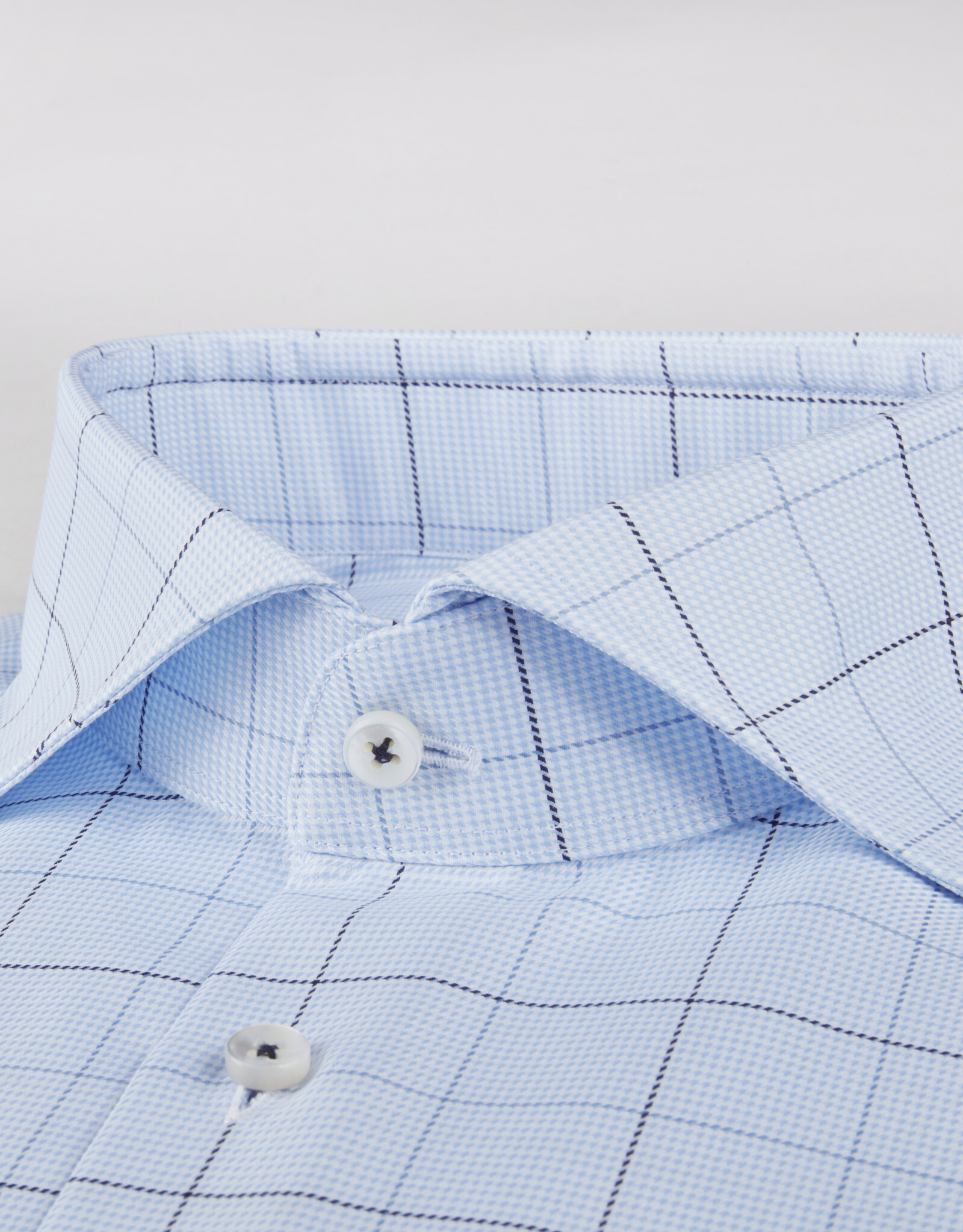 Stenströms Stenströms shirt light blue check Fitted body 612111-7935/103