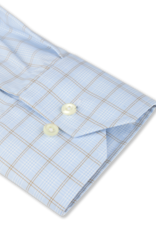 Stenströms Stenströms shirt light blue-brown check Regular  602771-9407/103