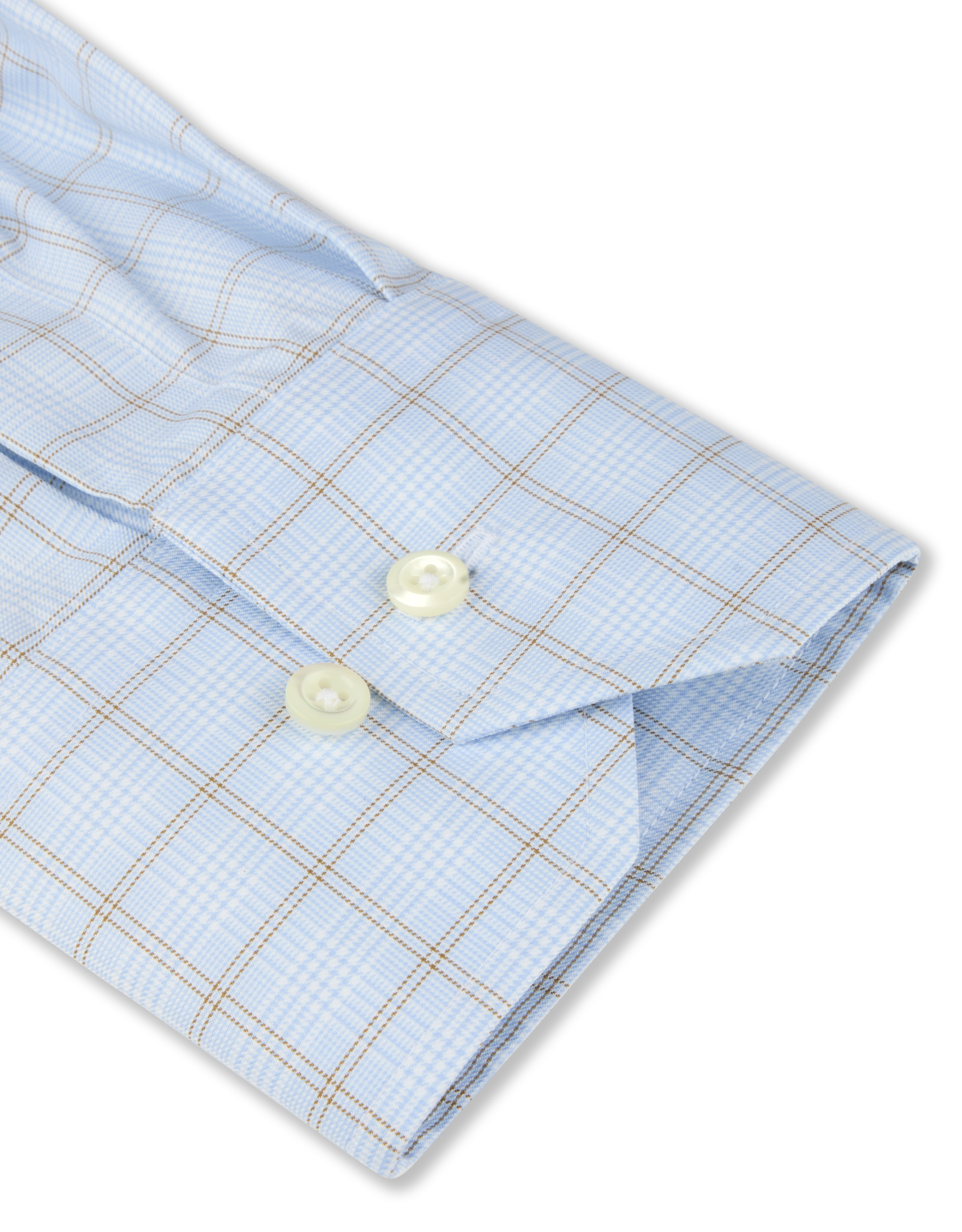 Stenströms Stenströms shirt light blue-brown check Regular  602771-9407/103