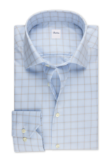 Stenströms Stenströms shirt light blue-brown check Regular  602771-9407/103