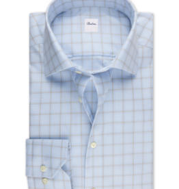 Stenströms Stenströms shirt light blue-brown check Regular