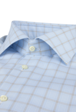 Stenströms Stenströms shirt light blue-brown check Regular  602771-9407/103