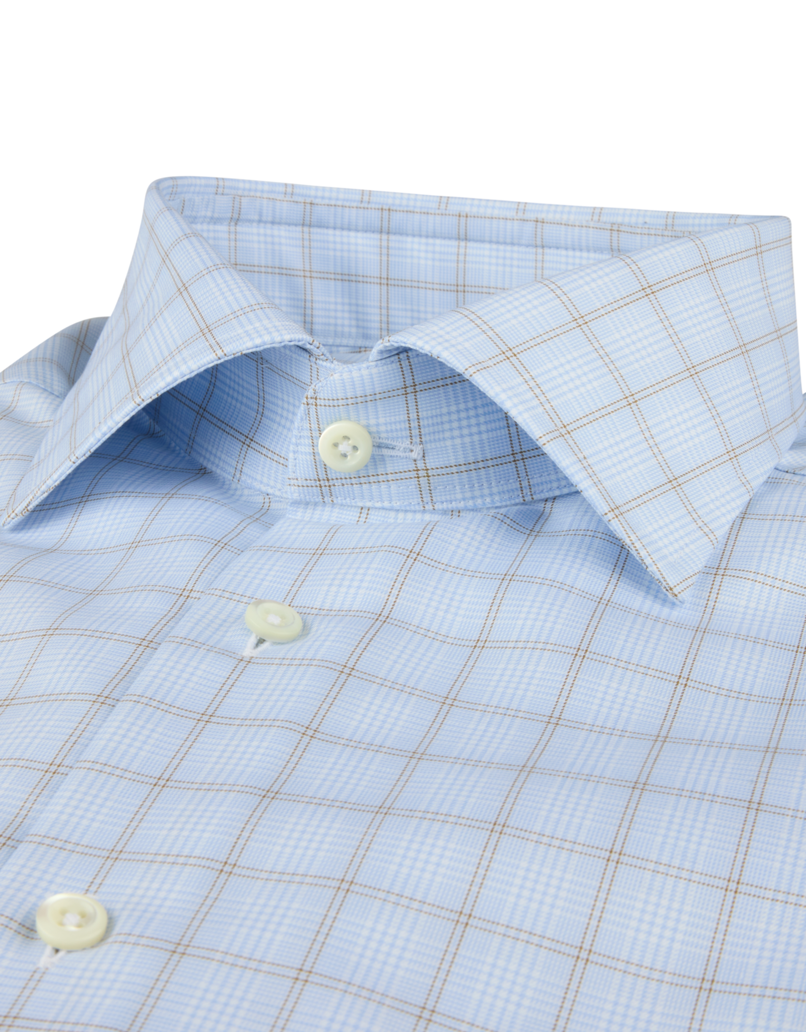 Stenströms Stenströms shirt light blue-brown check Regular  602771-9407/103