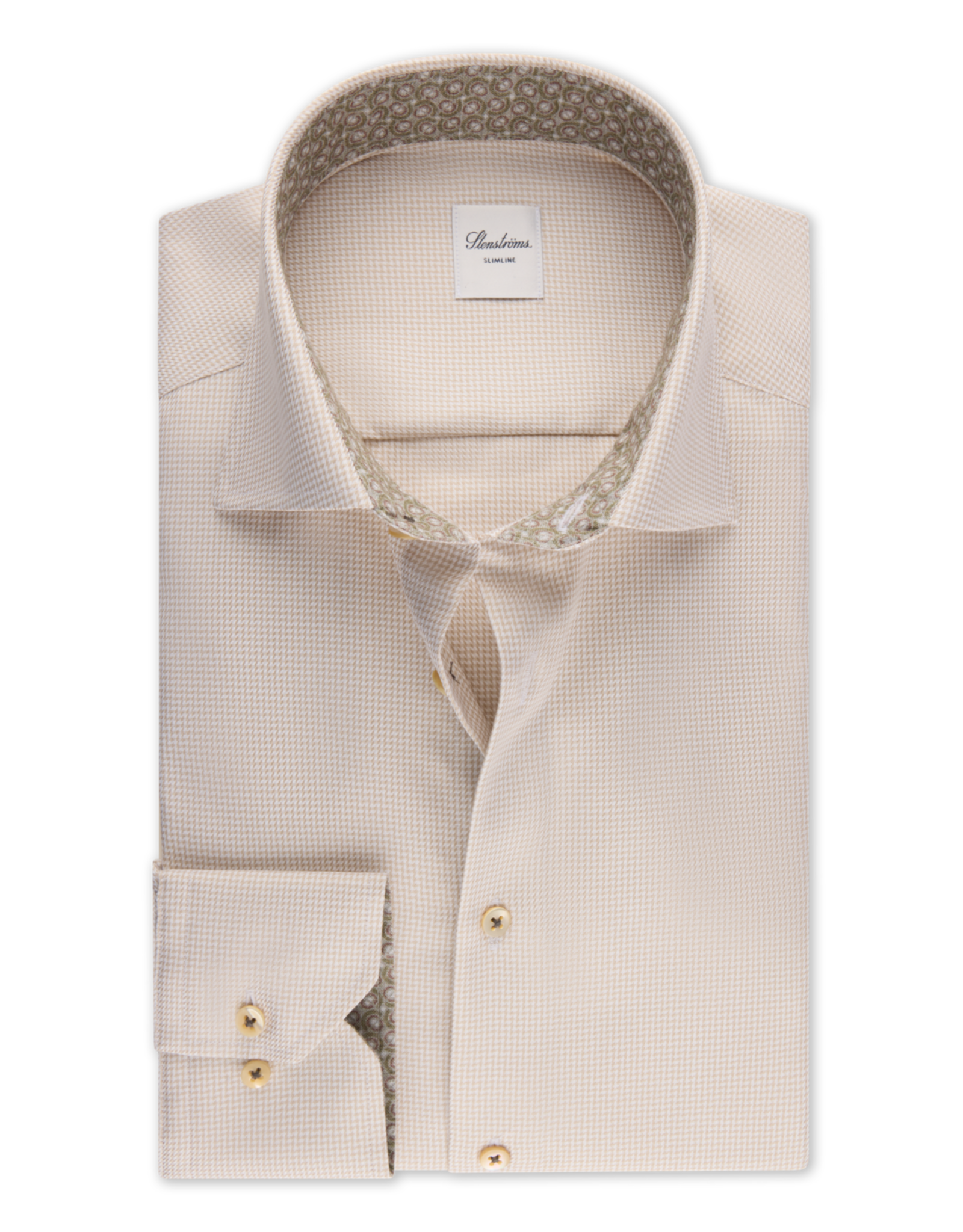 Stenströms Stenströms shirt beige houndstooth Regular 684751-0659/210