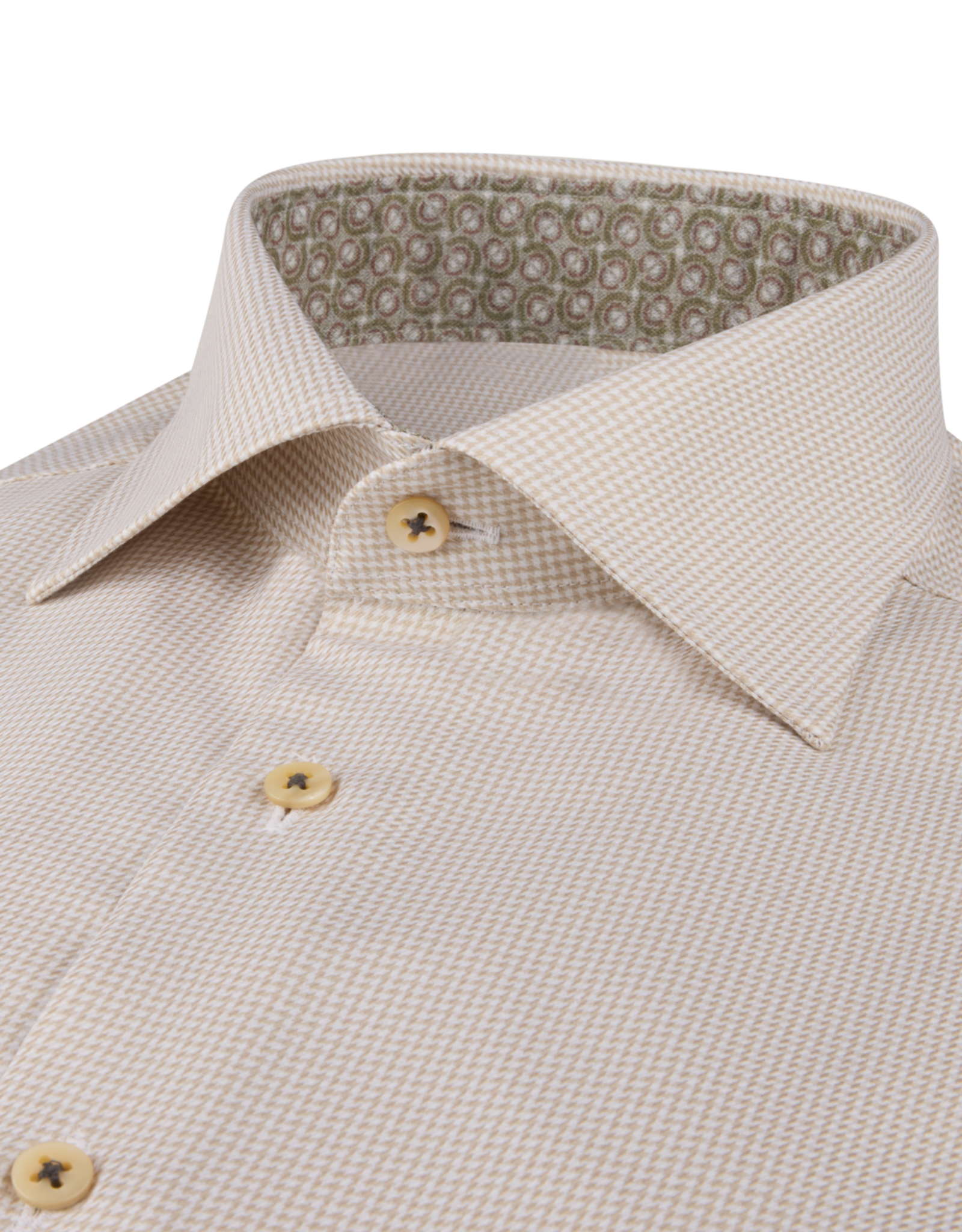 Stenströms Stenströms shirt beige houndstooth Slimline  784751-0659/210