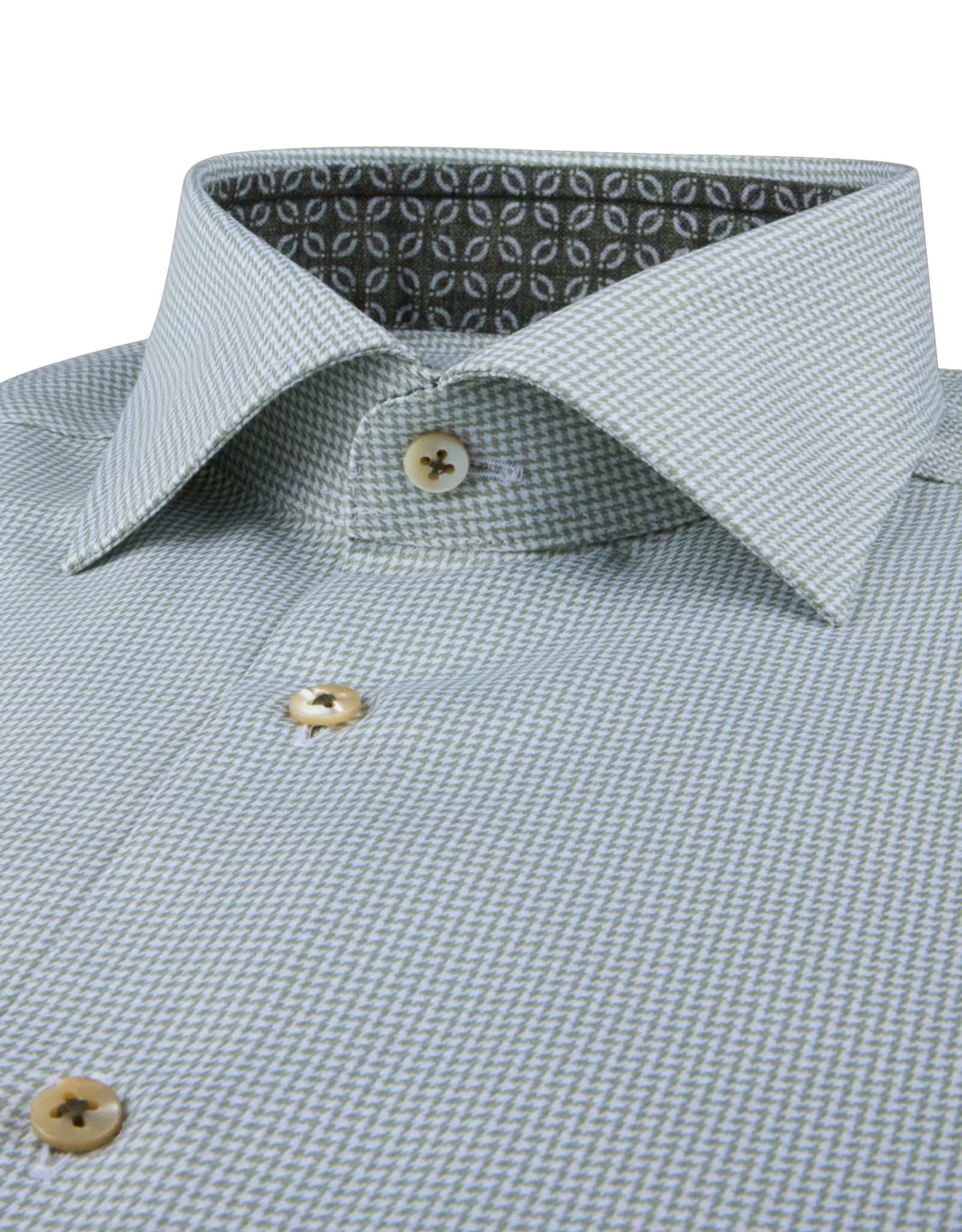 Stenströms Stenströms shirt green houndstooth Regular 684751-0659/410