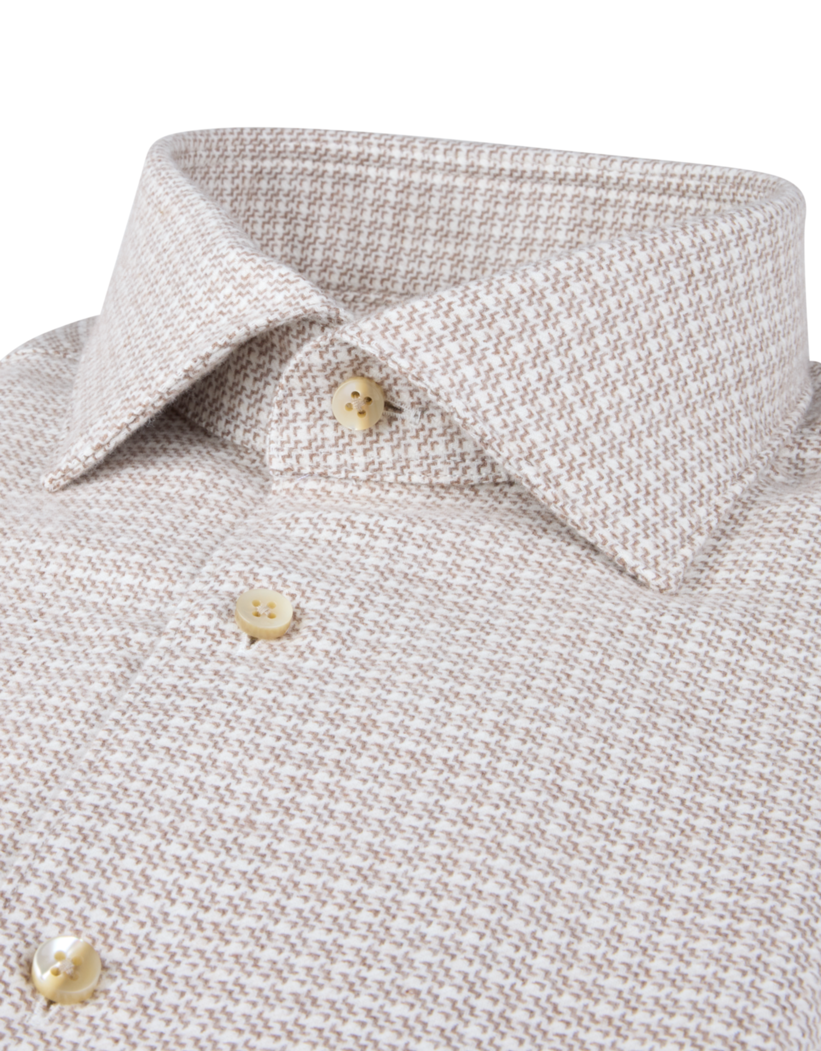 Stenströms Stenströms hemd flanel beige ruit Slimline 712711-9036/233