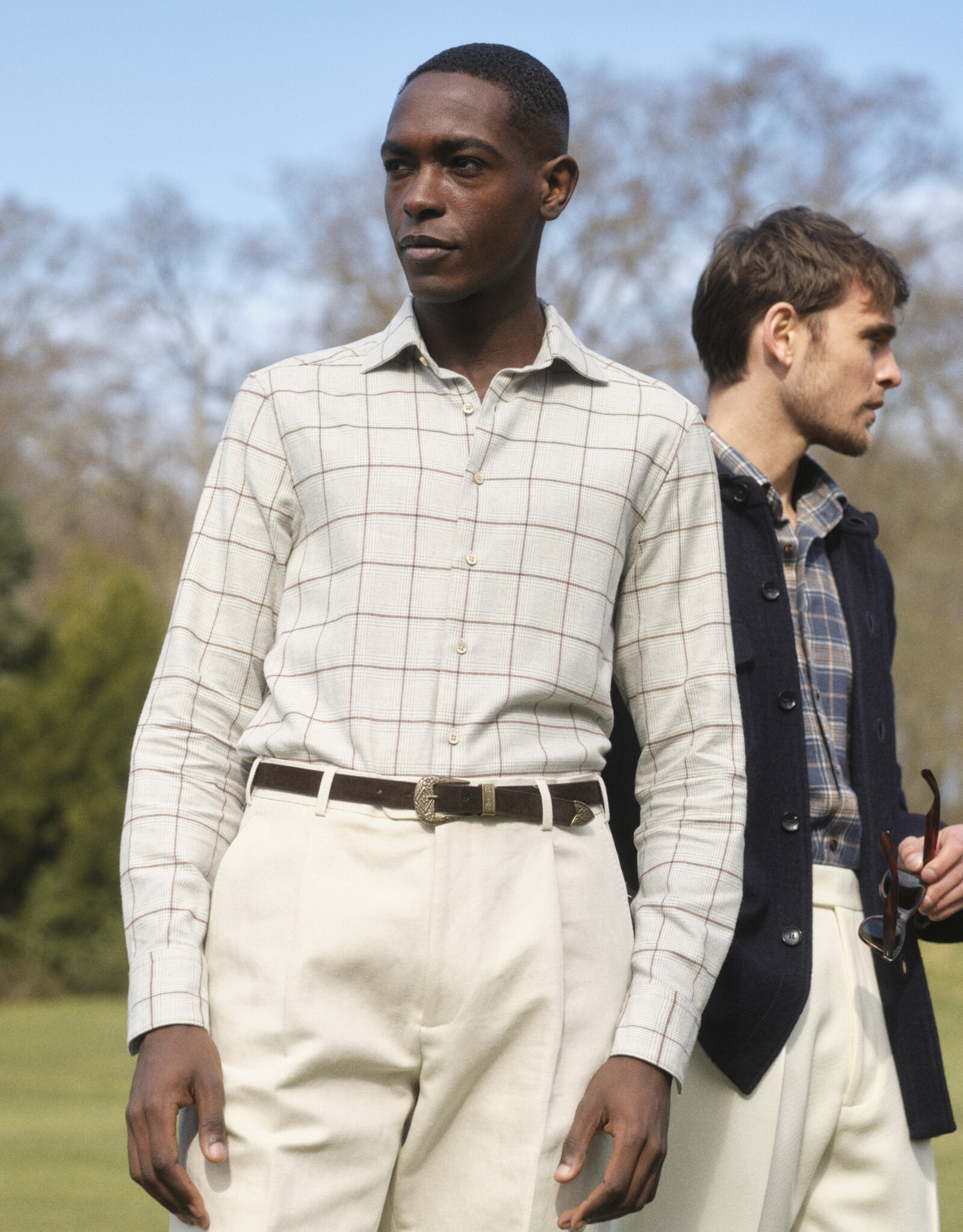 Stenströms Stenströms shirt flannel grey check Regular  612711-9043/313