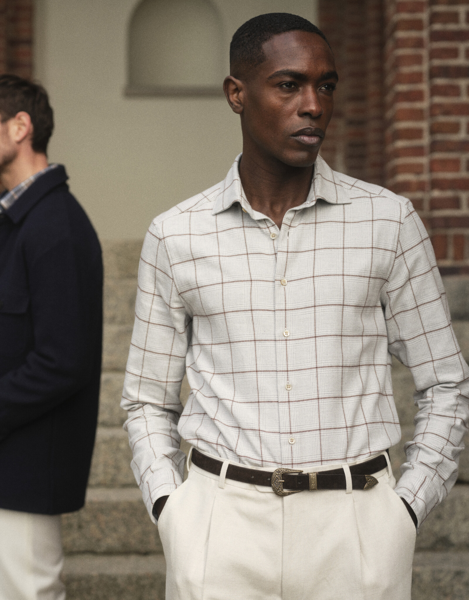 Stenströms Stenströms shirt flannel grey check Regular  612711-9043/313