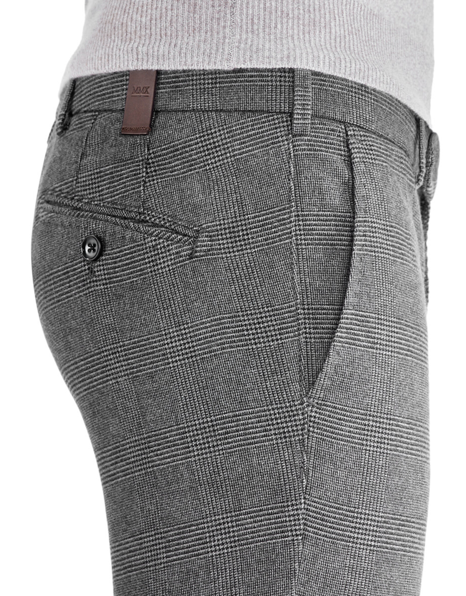 MMX MMX broek katoen grijs ruit Leo 7593/08
