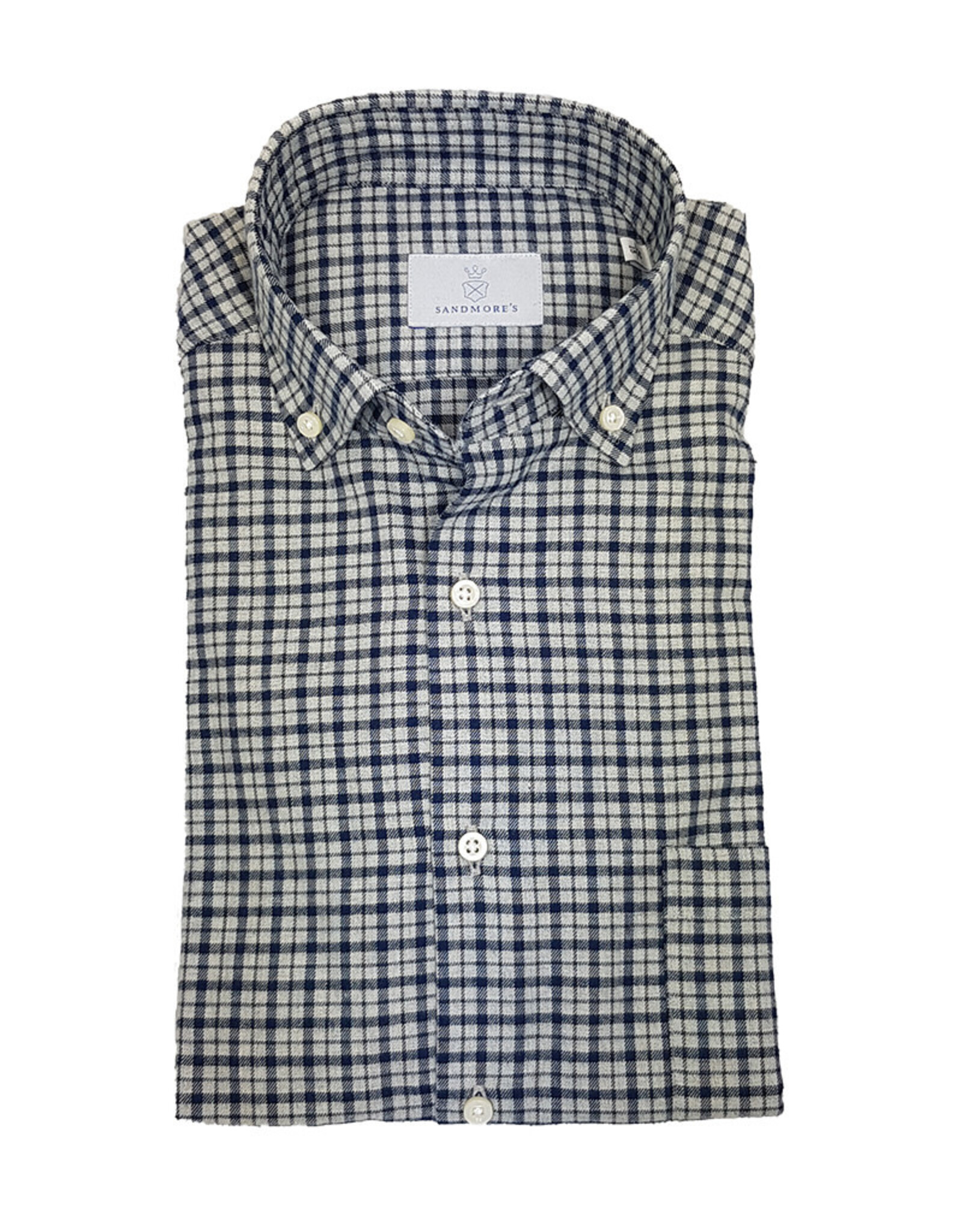 Ghirardelli Sandmore's hemd blauw flannel Fitted body N1117