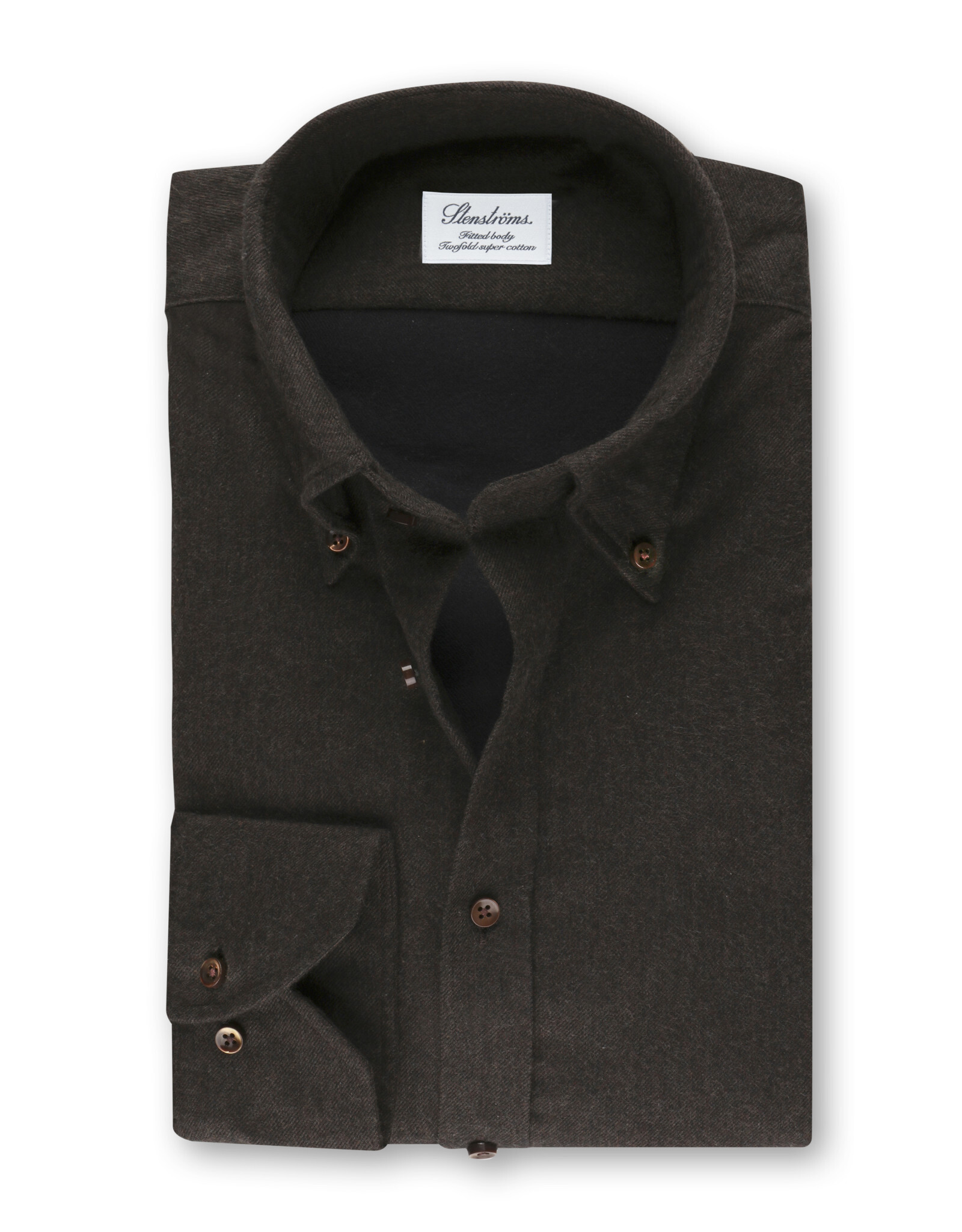 Stenströms Stenströms shirt flannel brown Slimline 712261-7635/280