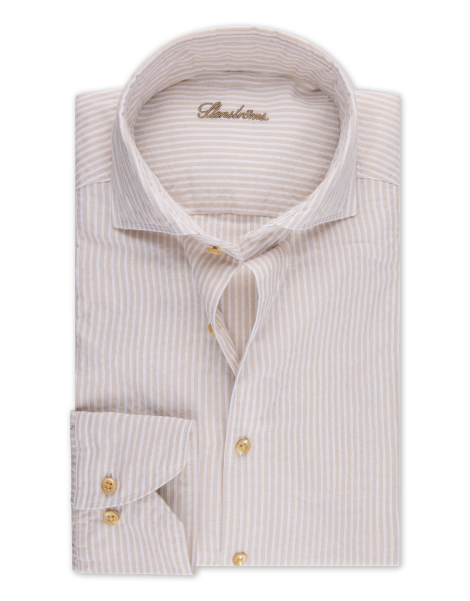 Stenströms Stenströms shirt beige striped Regular 674281-9190/212