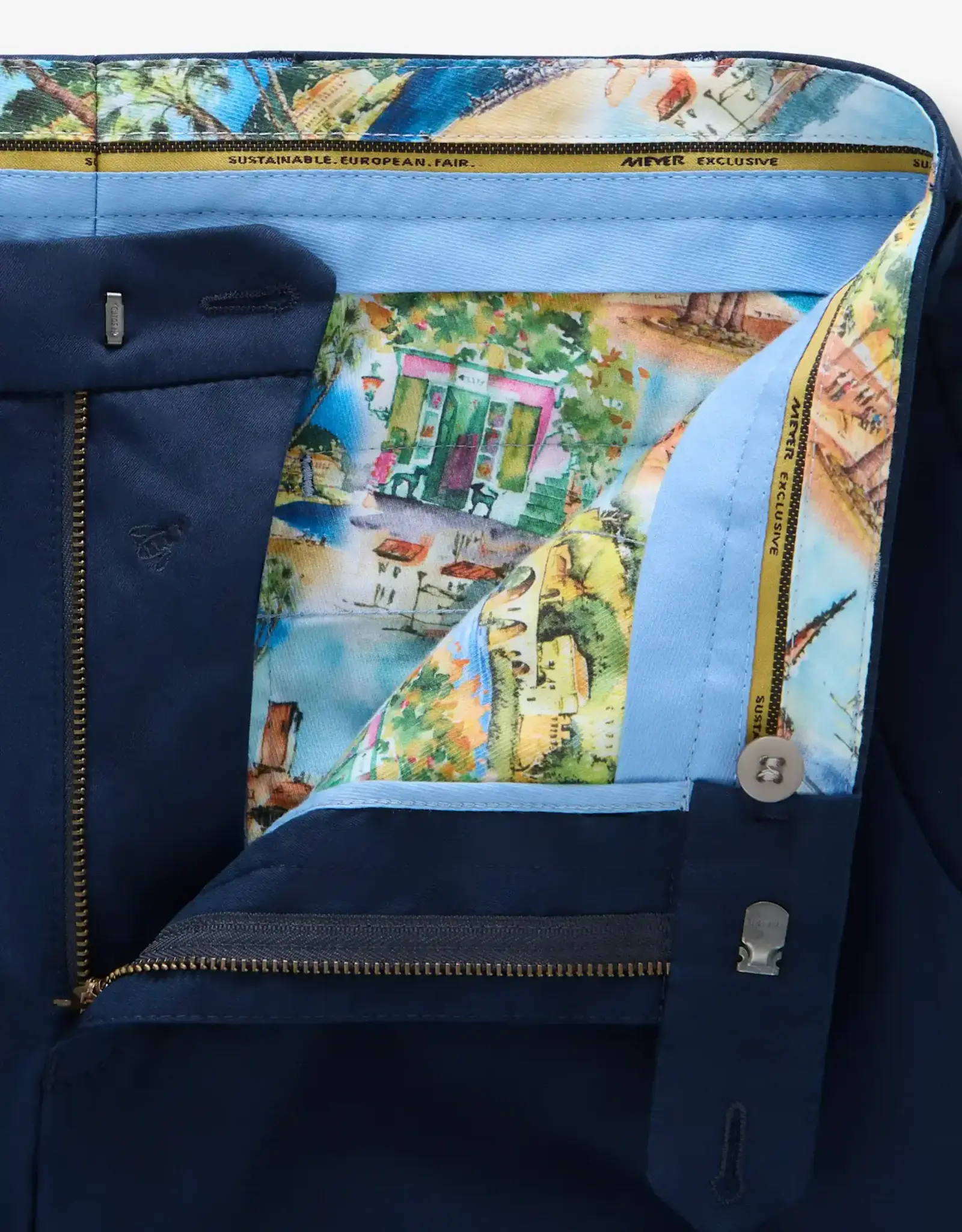 Meyer Exclusive Meyer Exclusive broek katoen blauw Bonn 8142/20