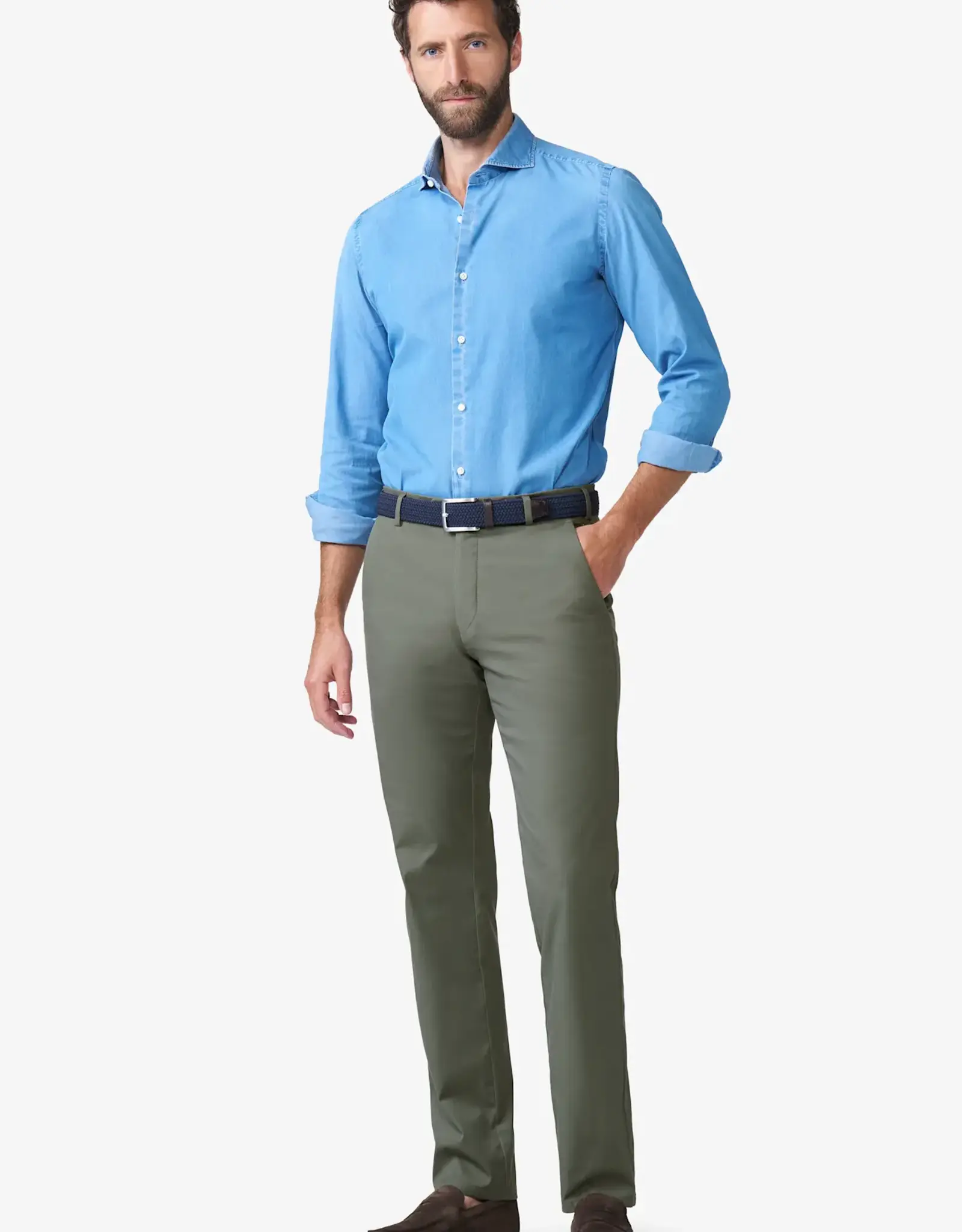 Meyer Exclusive Meyer Exclusive broek katoen groen Bonn 8142/25