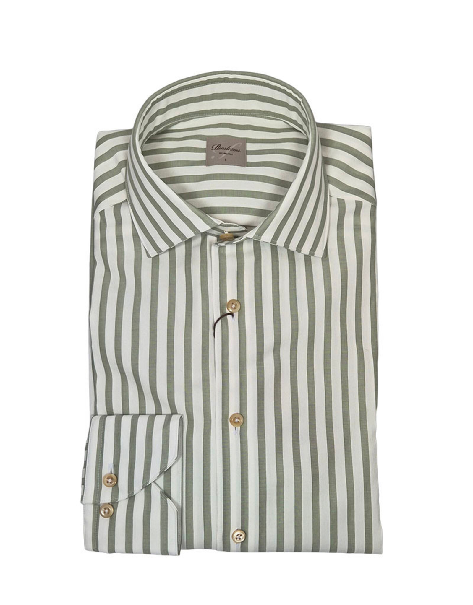 Stenströms Stenströms shirt striped green Slimline 702711-9131/412