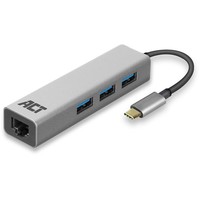 ACT AC7055 3-Poorts USB-C 3.2 (USB 3.0) Hub met Gigabit ethernet poort