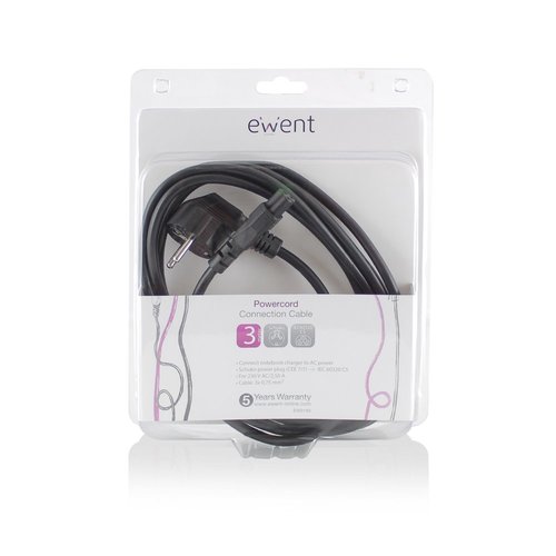 Ewent EW9180 electriciteitssnoer Zwart 3 m CEE7/7 C5 stekker Ewent EW9180 electriciteitssnoer Zwart 3 m CEE7/7 C5 stekker