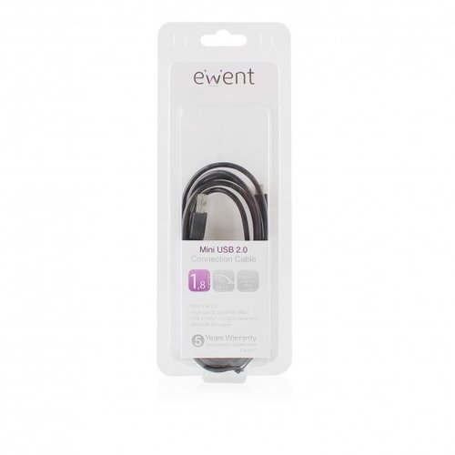 Ewent Ewent EW9627 USB 2.0 Type A naar USB Mini-B Aansluitkabel | 1,8 Meter