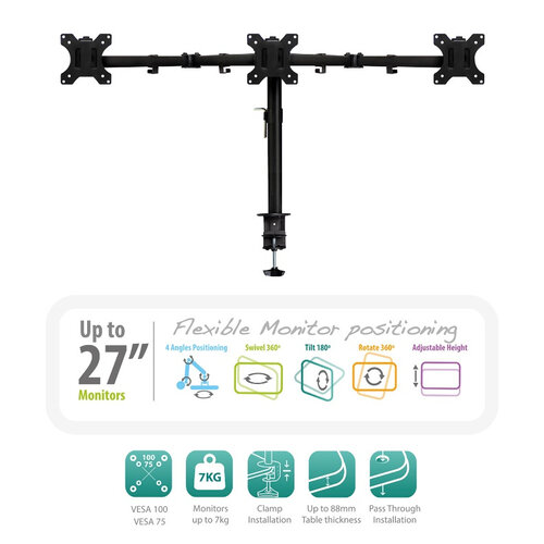 Ewent EW1513 Monitor bureausteun tot 27 inch, 3 schermen