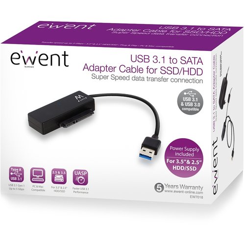 Ewent EW7017 USB 3.2 Gen1 naar 2.5 inch SATA harddisk adapterkabel voor SSD/HDD