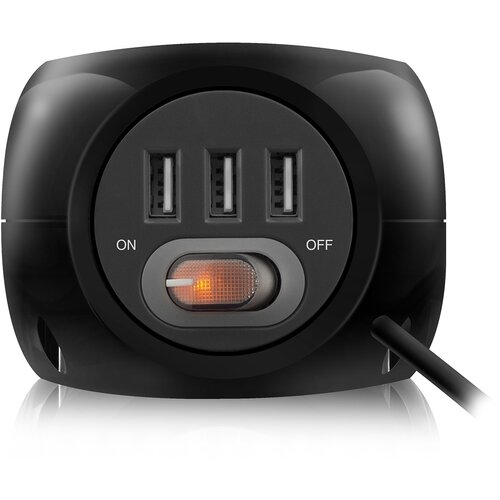 Ewent EW3938  Kubusvormige stekkerdoos 3x inclusief 3 USB-poorten, 1.5m Zwarte uitvoering