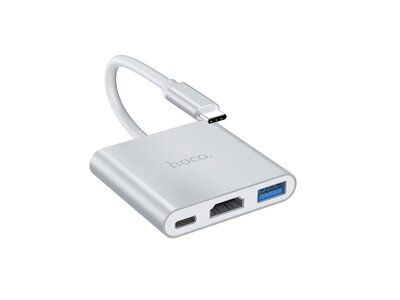 Hoco Hoco 3-in-1 USB-C Poort Hub Type-C to HDMI + USB 3.0 + PD