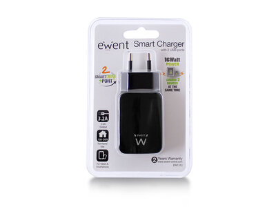 Ewent EW1312 2-Poorts Smart USB Lader 3.2A