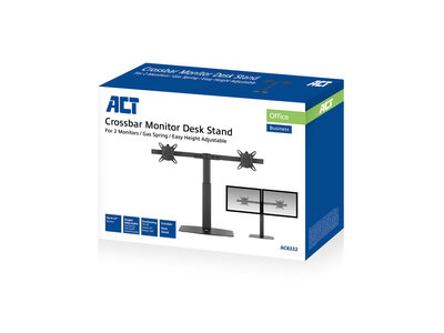 ACT AC8332 Monitorarm office, op voet met gasveer, crossbar, 2 schermen