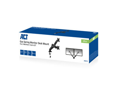 ACT AC8312 Monitorarm office met gasveer, 2 schermen