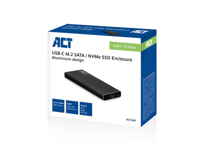 ACT AC1605 M.2 SATA en NVMe SSD behuizing, USB-C 3.2 Gen2, aluminium