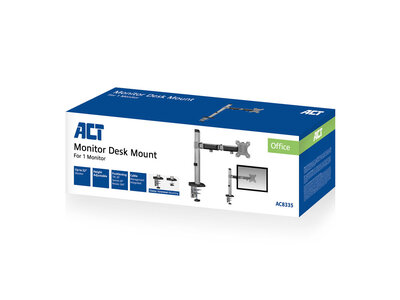 ACT AC8355 Monitorarm office, 1 scherm, zilver