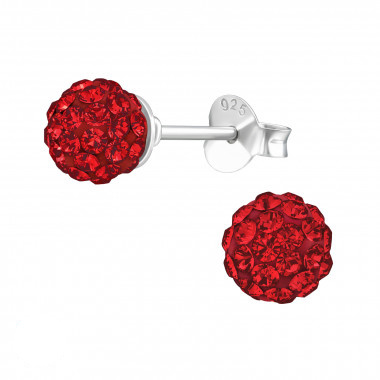 Silver ear studs crystals