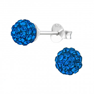 Silver ear studs crystals